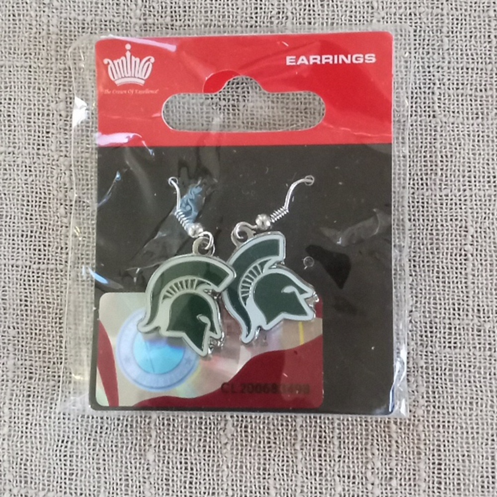 Michigan state Spartan earrings